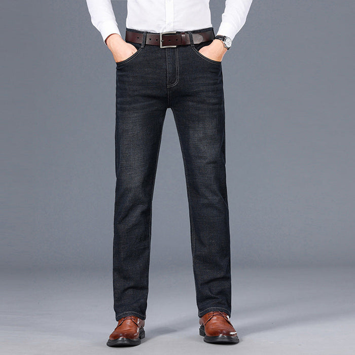 Men's Stretch Straight-Fit Jeans - Black | Everyday Denim | SAVINTARI