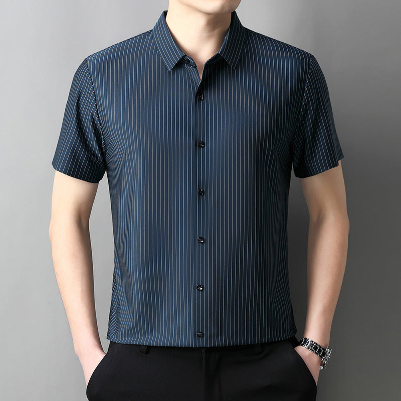 Men's ⏳Summer Specials Cooling Striped Button Down Shirt - Black | SAVINTARI
