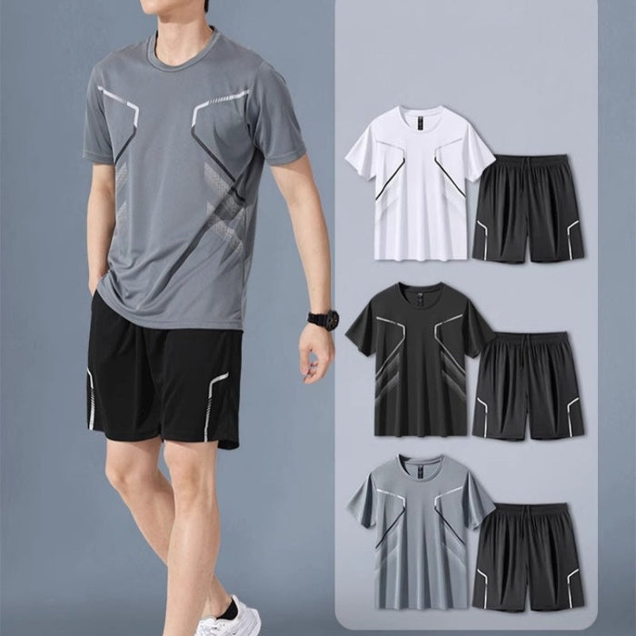 Men's Time-Limited Specail Quick Dry T-Shirt & Shorts Set - Black | Casual Two-Piece Set | SAVINTARI