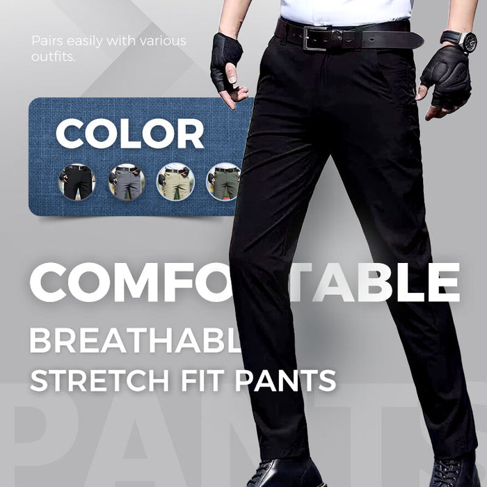 Men's Stretchy Breathable Straight-leg Tactical Trousers - Black | Smart Casual Trousers | SAVINTARI