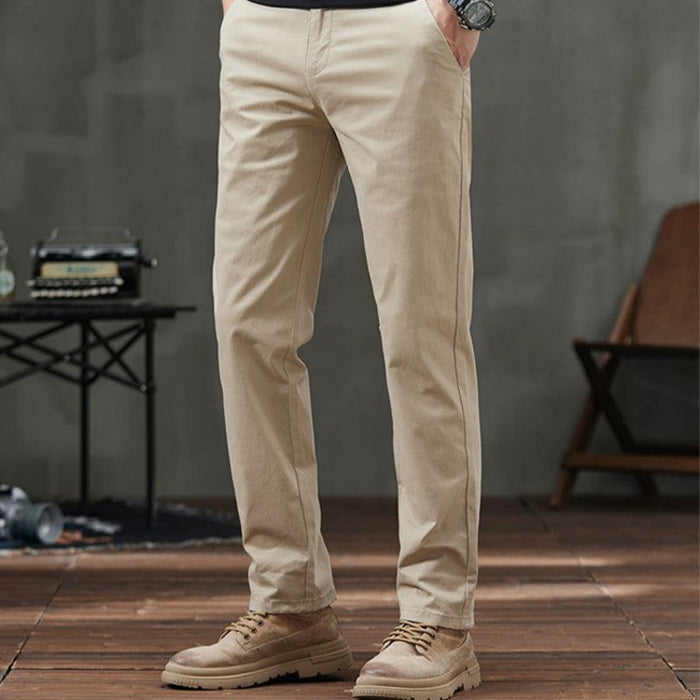 Men's Straight Fit Casual Pants with Pockets - Black | Smart Casual Trousers | SAVINTARI