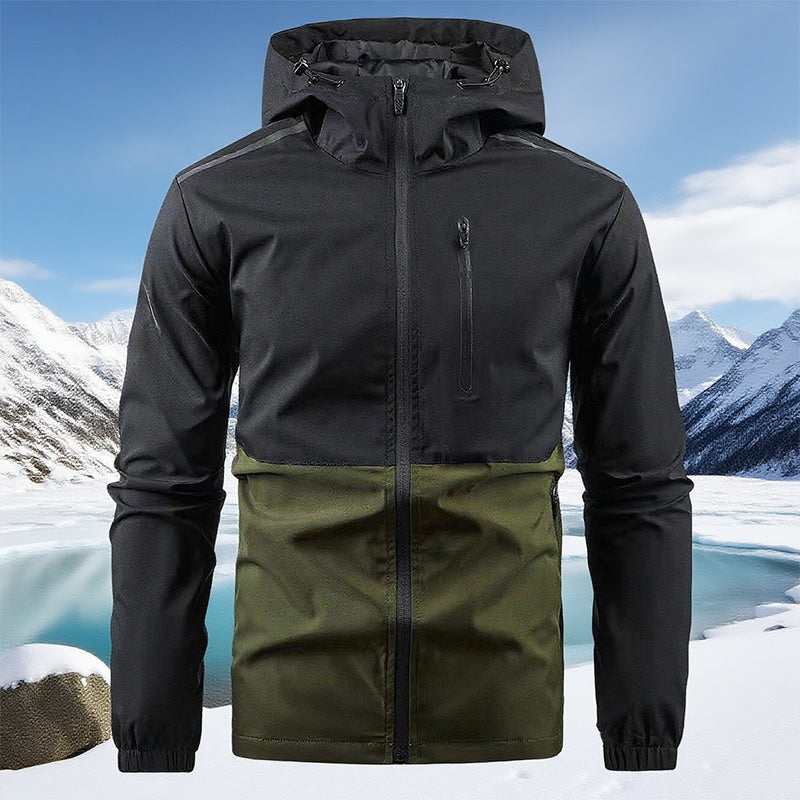Men's Color-block Hooded Windproof Casual Jacket - Light Grey | SAVINTARI