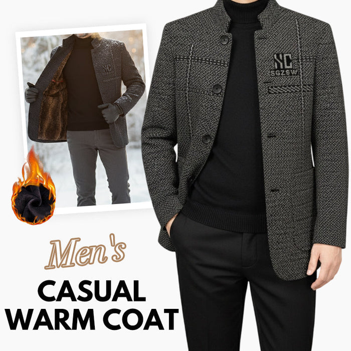 Men's Velvet Warm Suit Jacket - Khaki | Tailored Formal Set | SAVINTARI