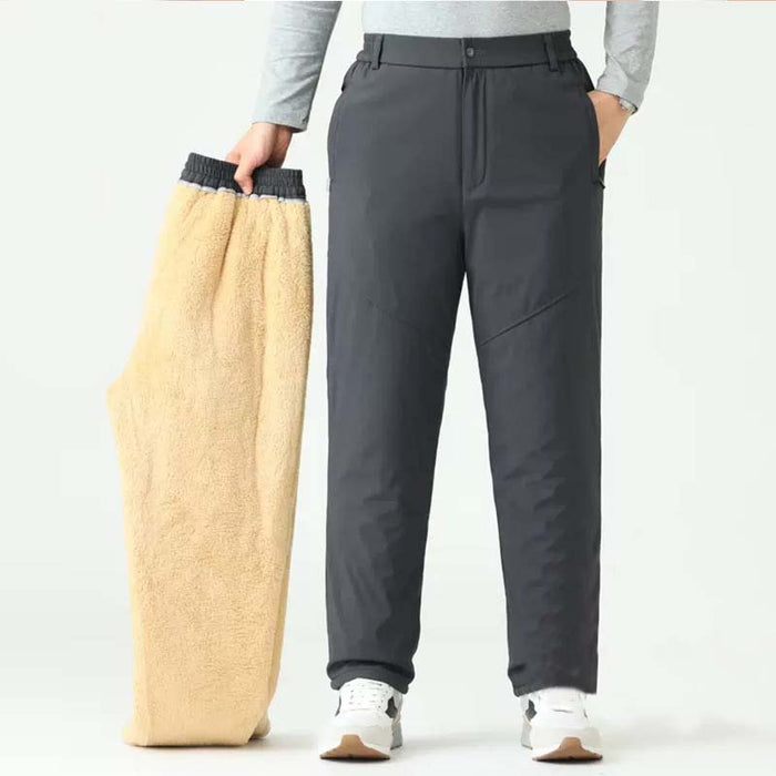 Men's Warm Pants with Zipper Pockets - Black | Smart Casual Trousers | SAVINTARI