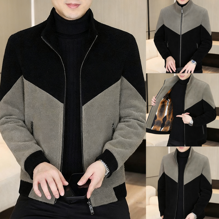 Men's Color-Block Stand Collar Zip-Up Jacket - #1 - #1 - #1 | Light Jacket Layer | SAVINTARI