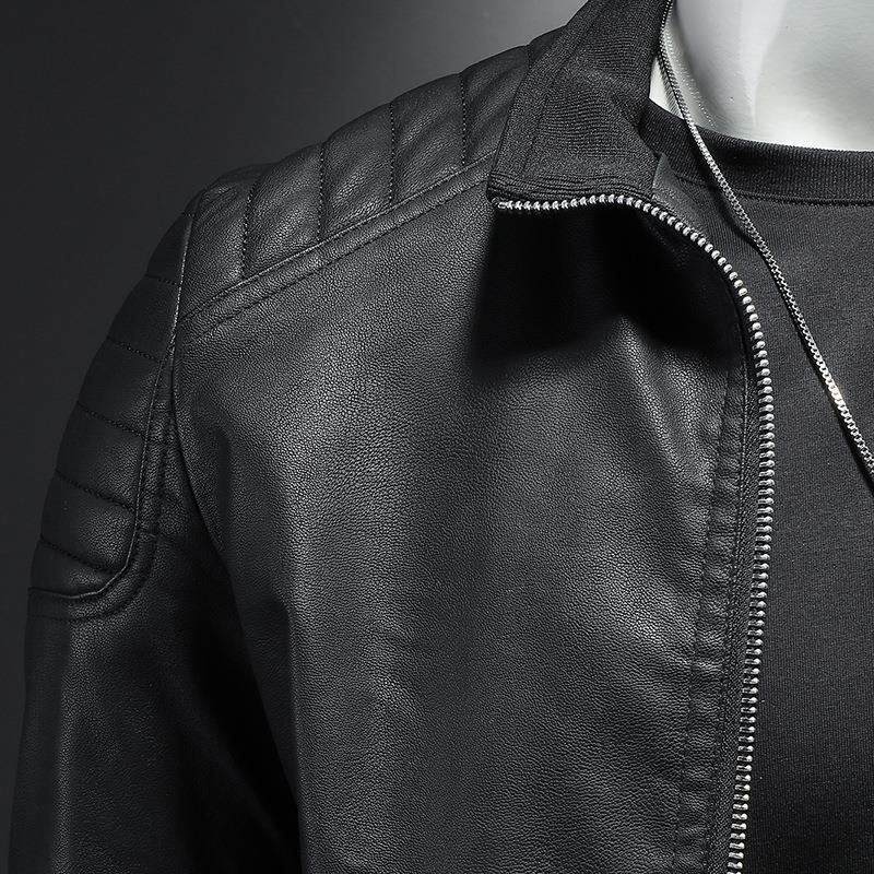 Men's Free Shipping Milan Classic Leather Jacket - Blue | SAVINTARI
