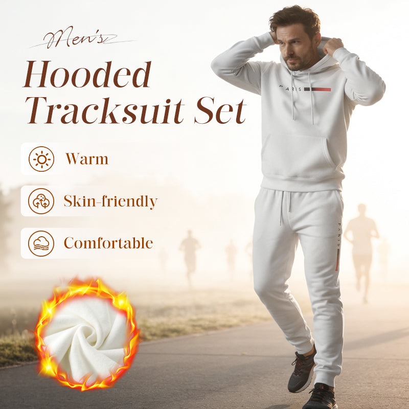 Men's ⏳Time-Limited Special⏰ Hooded Tracksuit Set - White | SAVINTARI