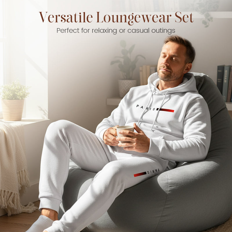 Men's ⏳Time-Limited Special⏰ Hooded Tracksuit Set - White | SAVINTARI