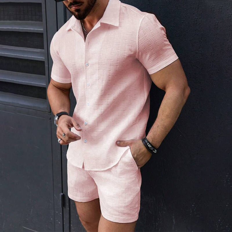 Men's Shirt & Shorts Set - White | SAVINTARI