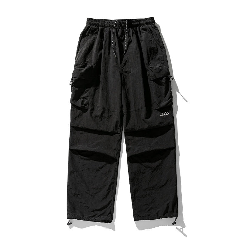 Men's Parachute Cargo Pants - Black | SAVINTARI