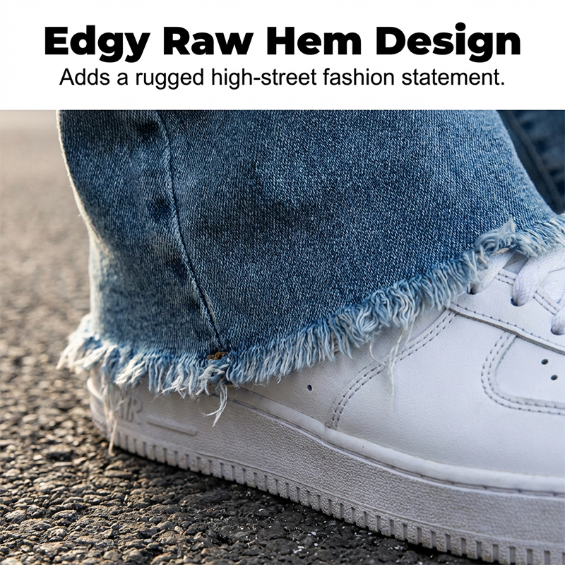 Men's Streetwear Style Flare Jeans - Blue | SAVINTARI