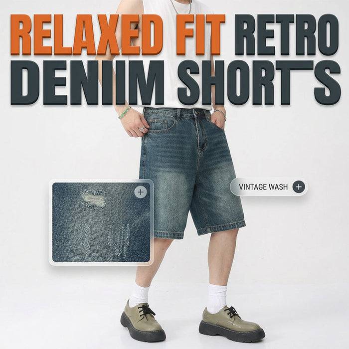 Men's Vintage Relaxed Fit Denim Shorts - Vintage Blue | Men's Seasonal Edit | SAVINTARI