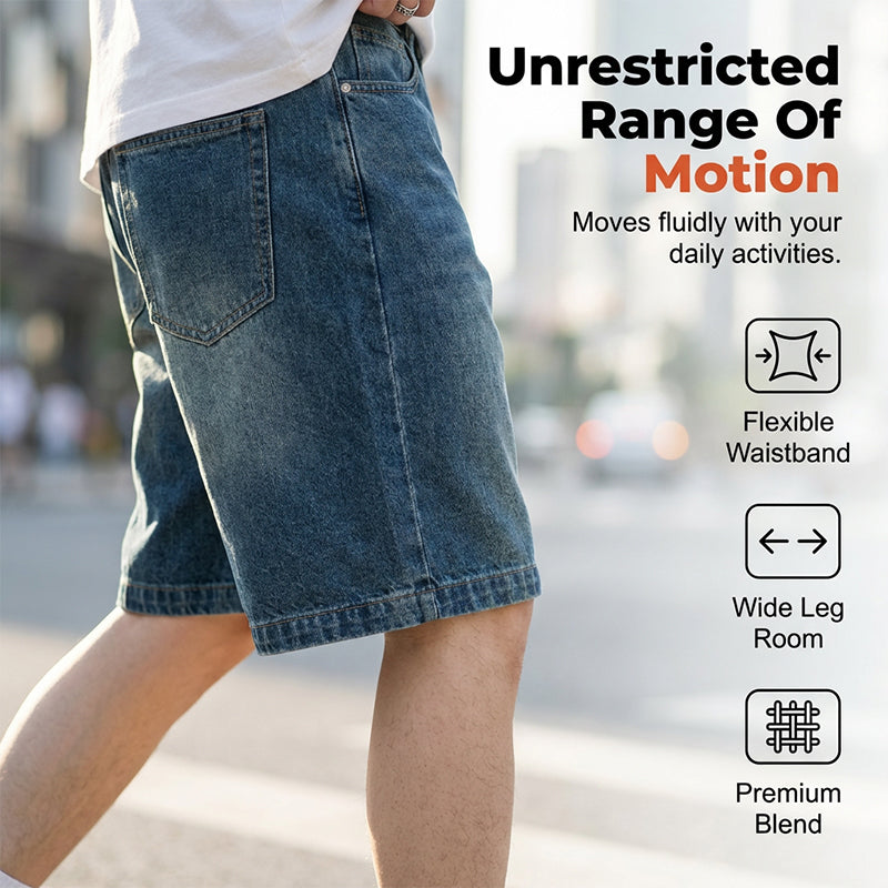 Men's Vintage Relaxed Fit Denim Shorts - Vintage Blue | SAVINTARI