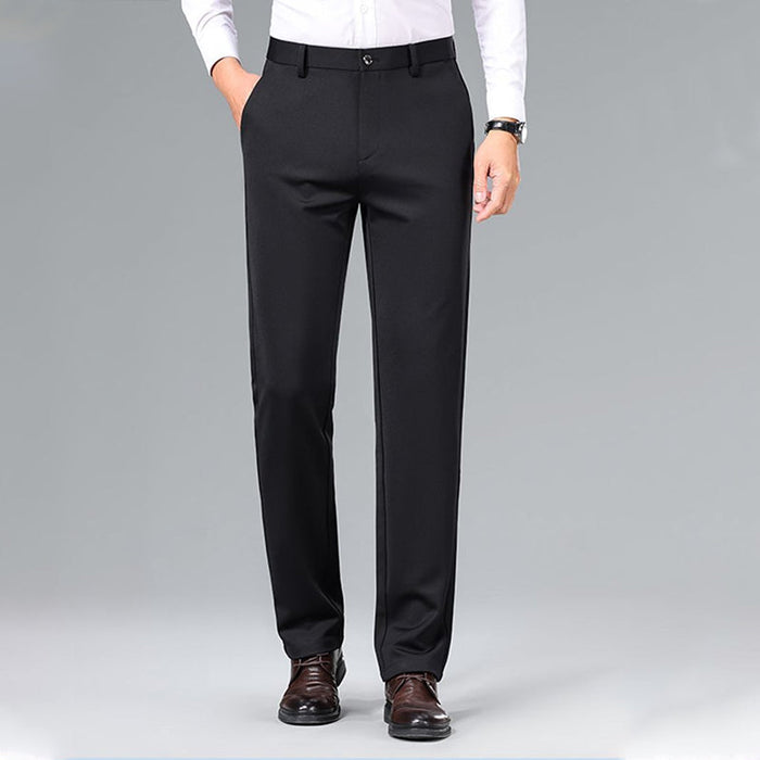 Men's Straight-Leg Business Trousers - Black | Smart Casual Trousers | SAVINTARI