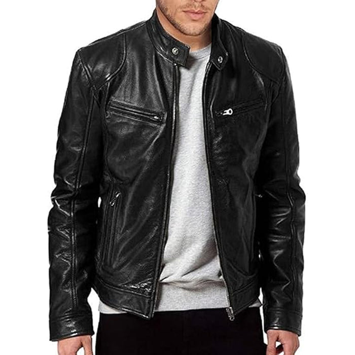 Men's Trendy Zip-Up Stand Collar Jacket - khaki | Light Jacket Layer | SAVINTARI